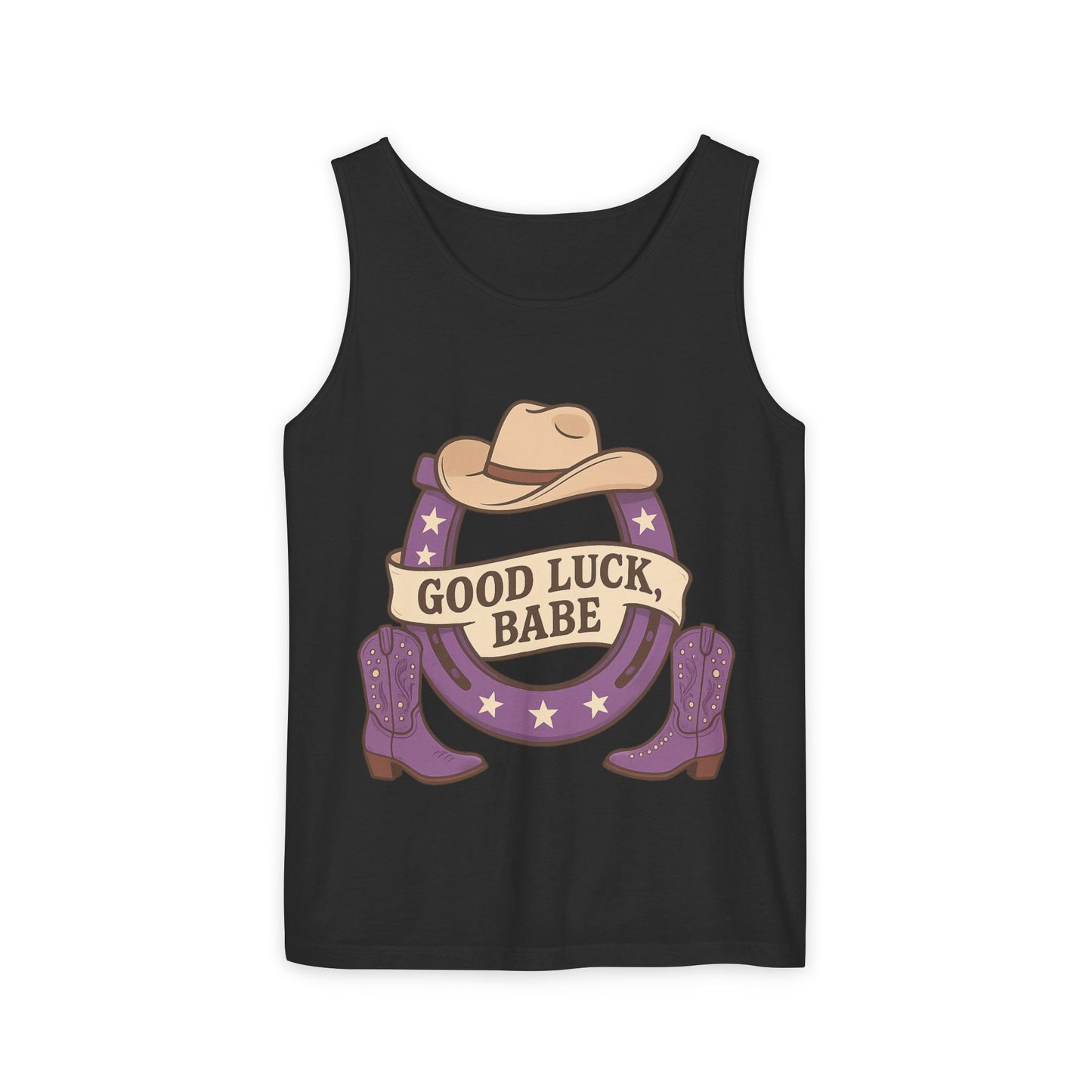 Good Luck Babe Cowboy Tank Top, Western Style Apparel, Summer Fashion, Unisex Gift for Rodeo Lovers, Country Music Events, Casual Wear