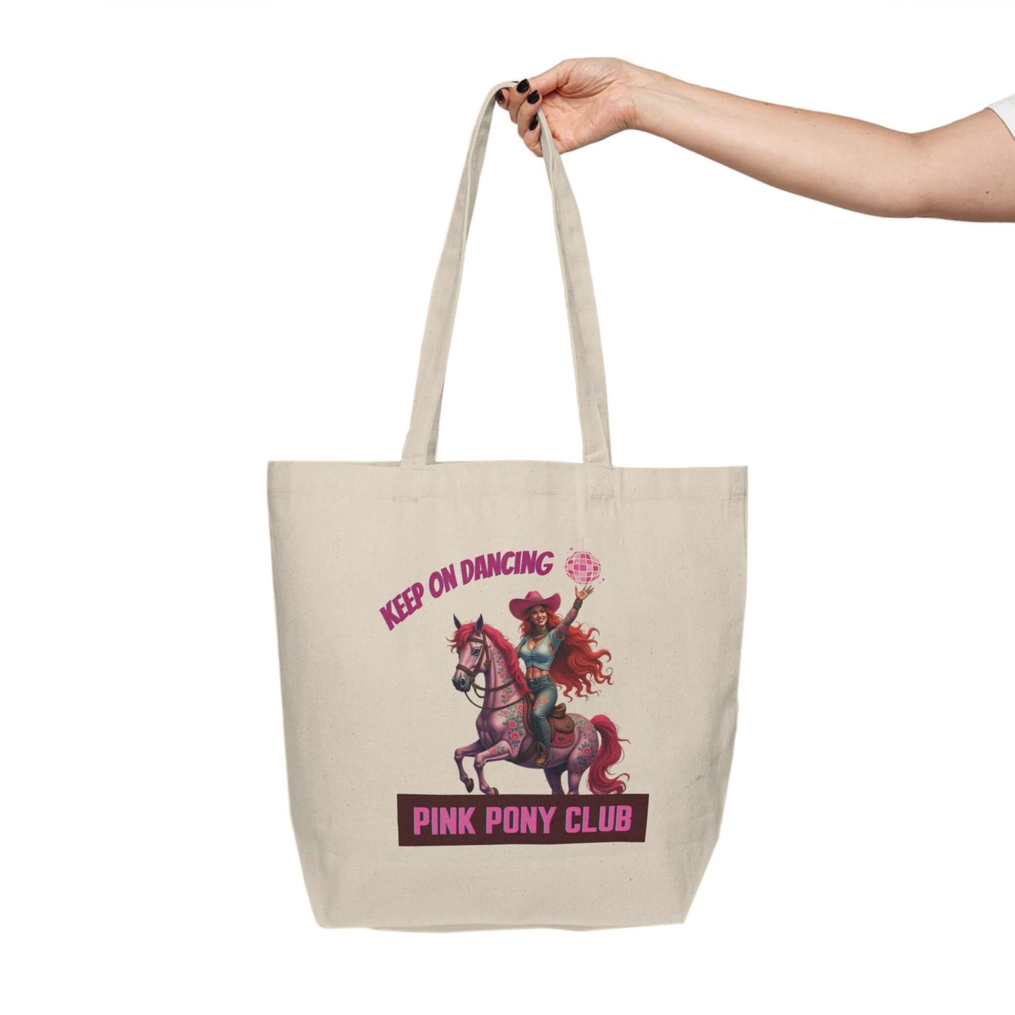 Keep On Dancing Canvas Tote - Pink Pony Club & Chappell Roan Design - Stylish Shopping Bag for Pride and Everyday Use
