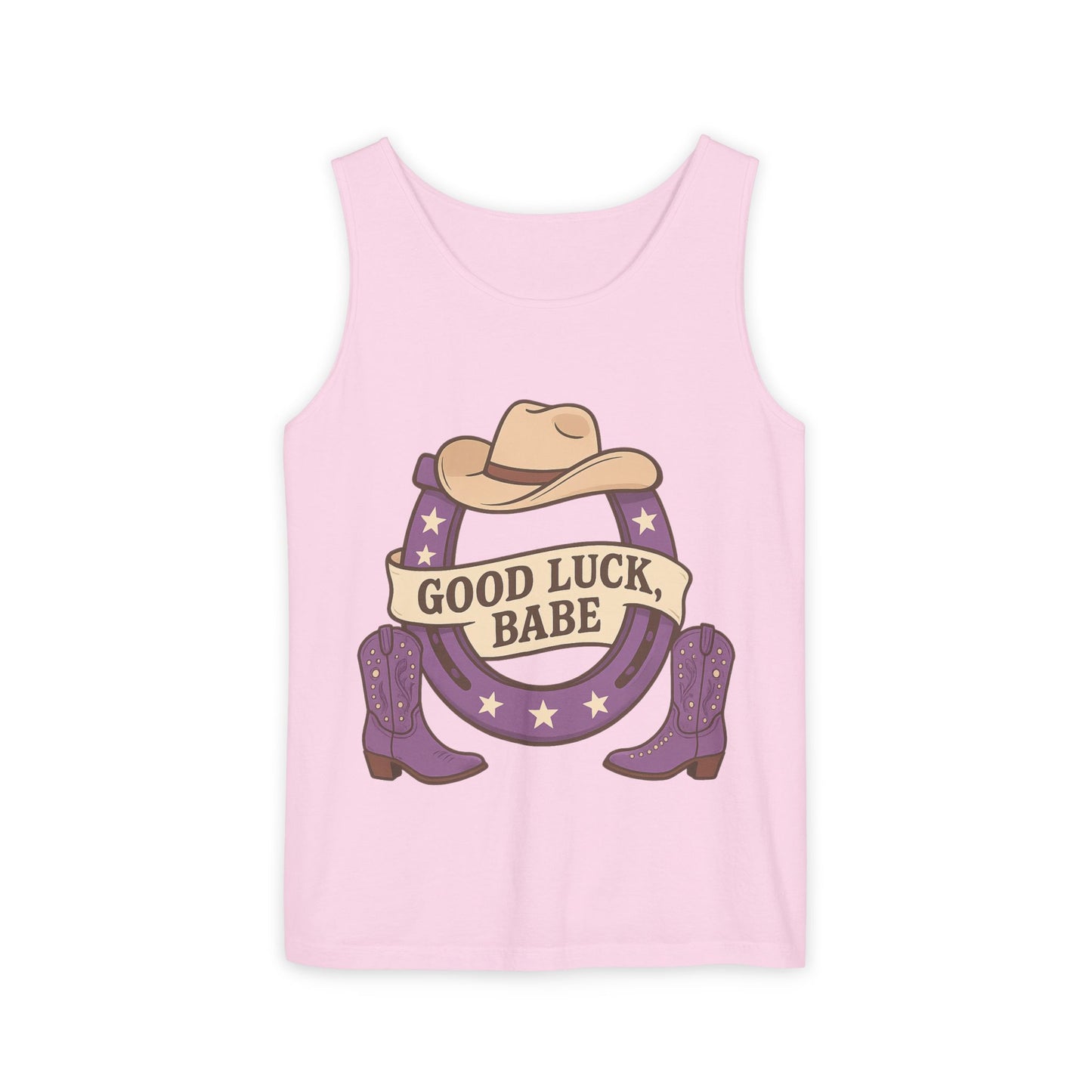 Good Luck Babe Cowboy Tank Top, Western Style Apparel, Summer Fashion, Unisex Gift for Rodeo Lovers, Country Music Events, Casual Wear