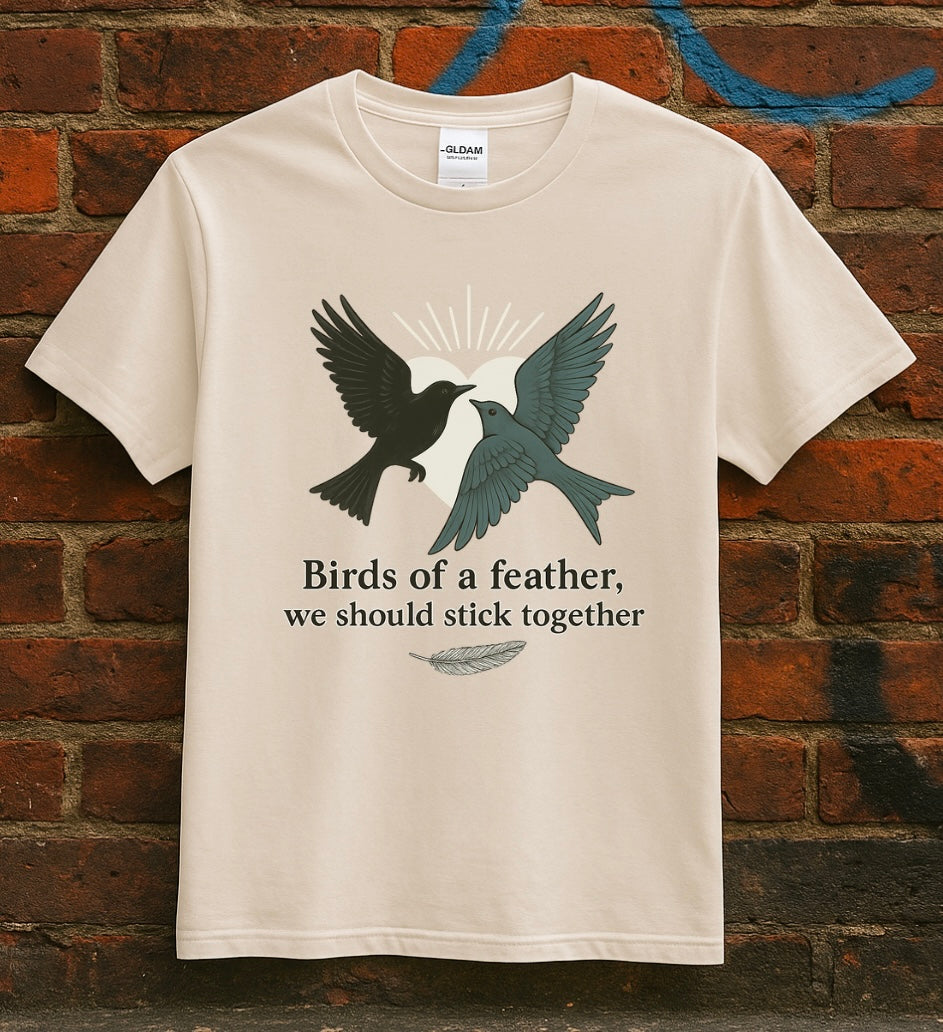 Birds of a Feather. Unisex Softstyle T-Shirt with Birds of a Feather Design, Perfect Gift for Friends, Family Reunion, Birthday, Casual Wear, Nature Lovers