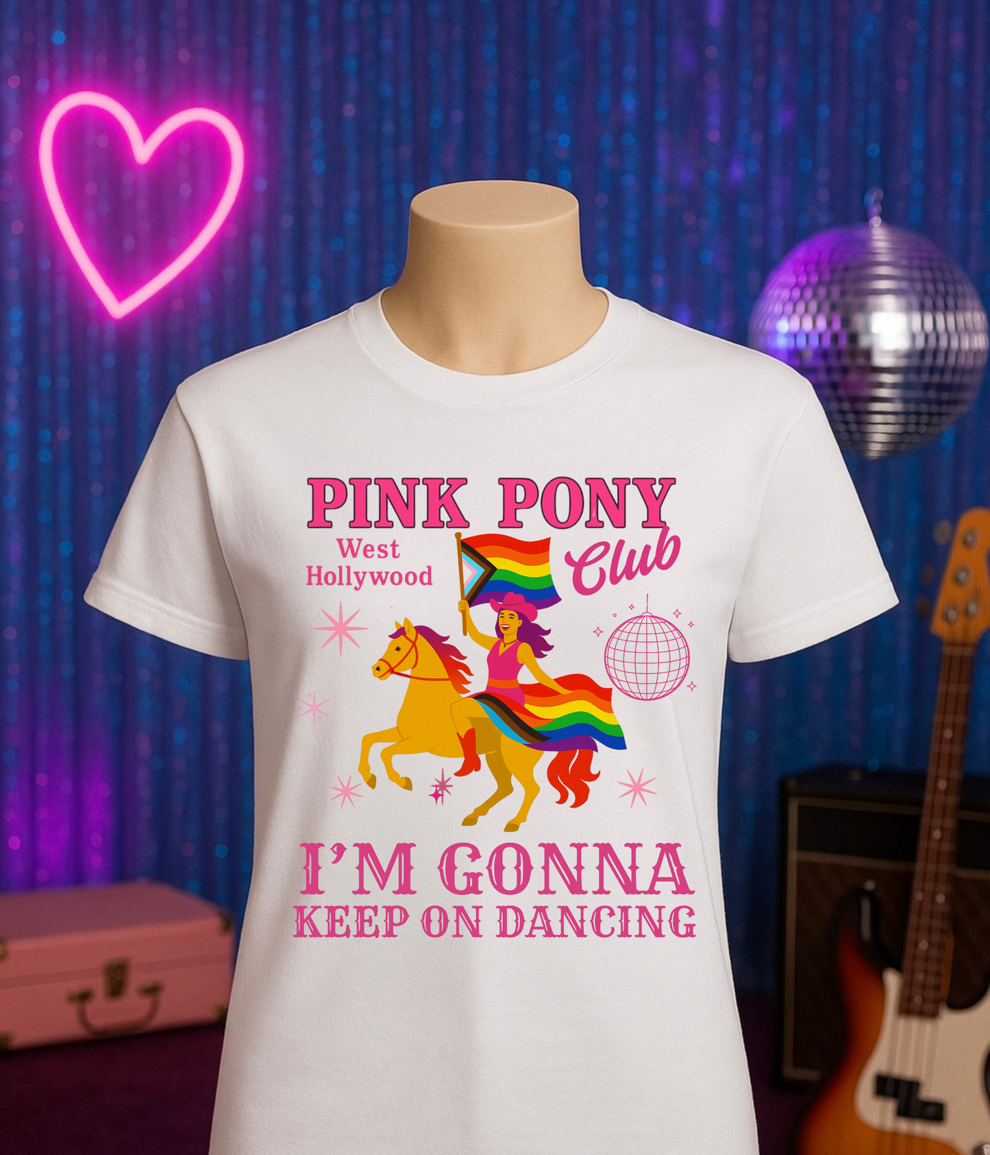 Pride Pink Pony T-Shirt, Unisex Softstyle Tee for LGBTQ+ Celebrations, Summer Festivals, Dance Parties, Gift for Friends, Vibrant Design
