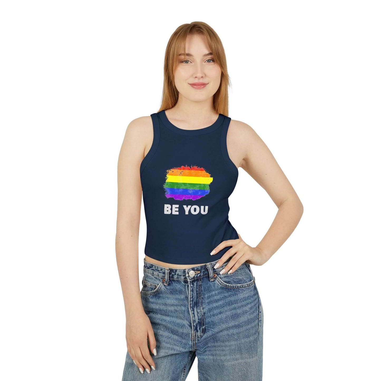 Pride Graphic Racer Tank Top - "Be You" - Women's Micro Rib