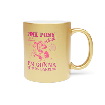 Pink Pony Club Metallic Mug - Stylish Silver/Gold Coffee Cup for Empowerment