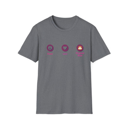 Peace Love Dragon Blue Unisex Softstyle T-Shirt, Casual Tee, Gift for Her/Him, Summer Style, Eco-Friendly Fashion, Relaxed Fit