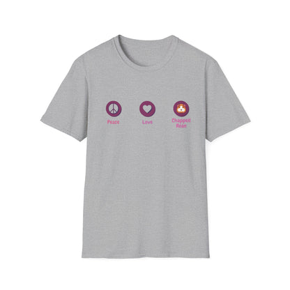 Peace Love Dragon Blue Unisex Softstyle T-Shirt, Casual Tee, Gift for Her/Him, Summer Style, Eco-Friendly Fashion, Relaxed Fit