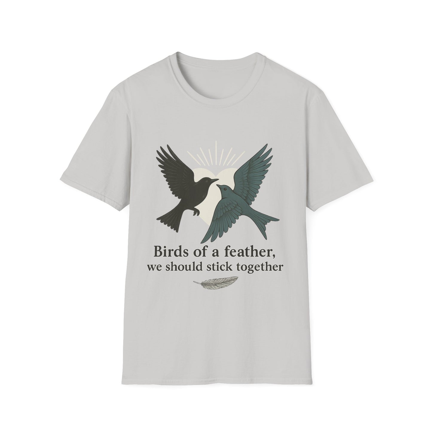 Birds of a Feather. Unisex Softstyle T-Shirt with Birds of a Feather Design, Perfect Gift for Friends, Family Reunion, Birthday, Casual Wear, Nature Lovers
