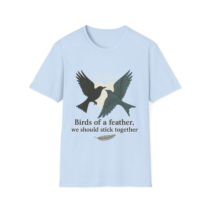 Birds of a Feather. Unisex Softstyle T-Shirt with Birds of a Feather Design, Perfect Gift for Friends, Family Reunion, Birthday, Casual Wear, Nature Lovers