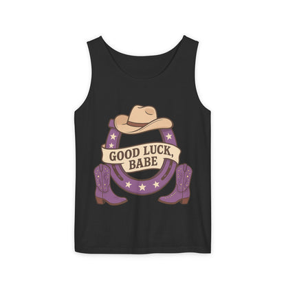 Good Luck Babe Cowboy Tank Top, Western Style Apparel, Summer Fashion, Unisex Gift for Rodeo Lovers, Country Music Events, Casual Wear