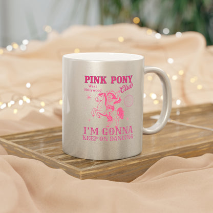 Pink Pony Club Metallic Mug - Stylish Silver/Gold Coffee Cup for Empowerment