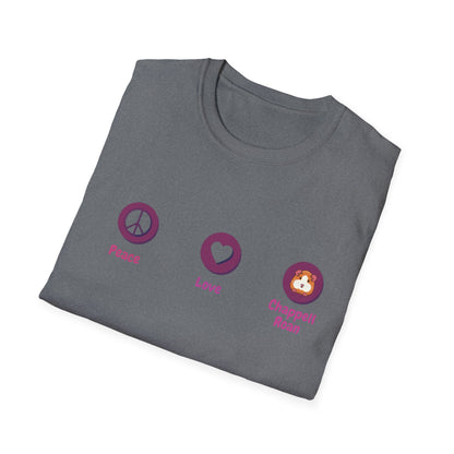 Peace Love Dragon Blue Unisex Softstyle T-Shirt, Casual Tee, Gift for Her/Him, Summer Style, Eco-Friendly Fashion, Relaxed Fit