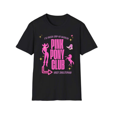 Pink Pony Club Unisex T-Shirt, Retro Graphic Tee, Fun Party Shirt, Birthday Gift, Lounge Wear, LGBTQ+ Pride Apparel