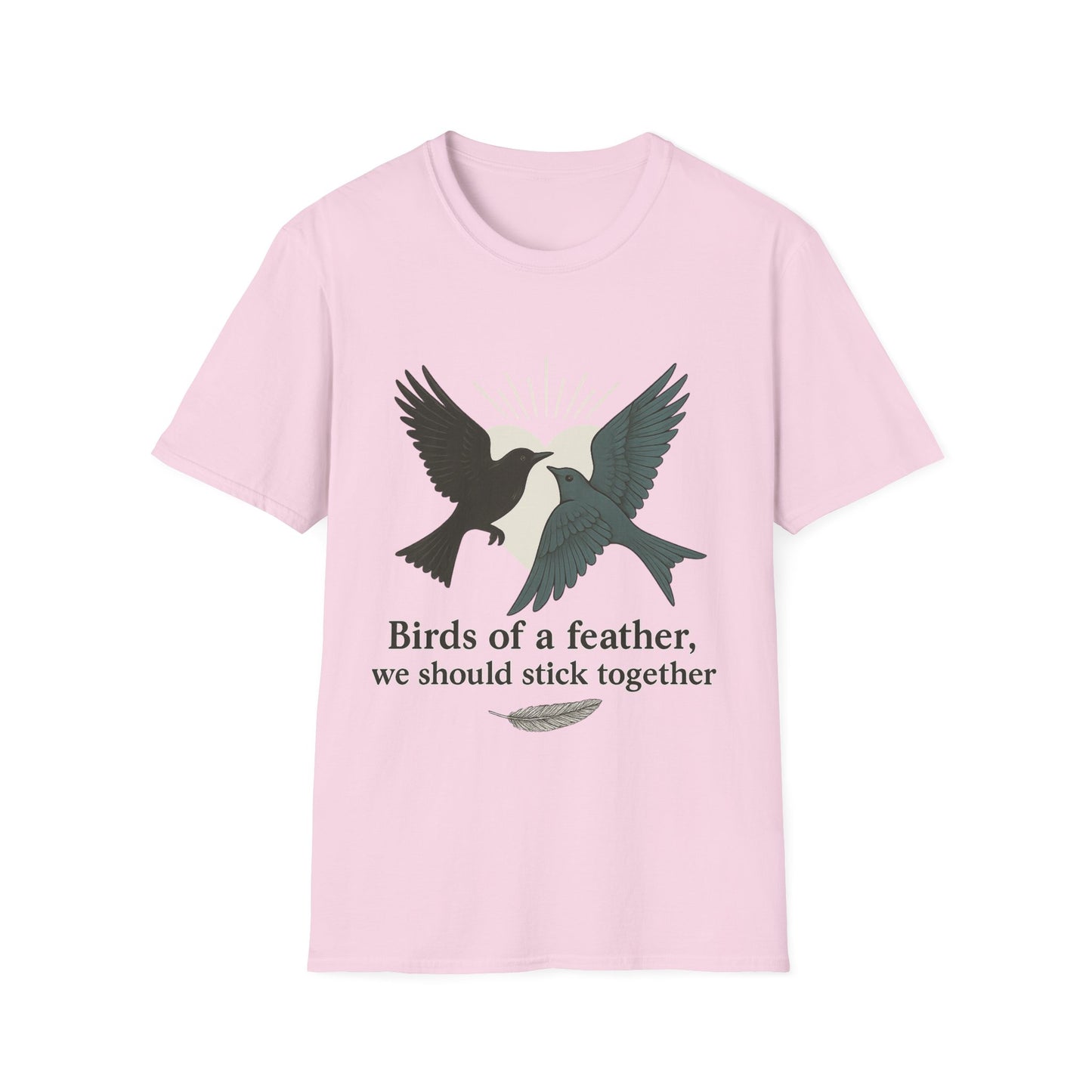 Birds of a Feather. Unisex Softstyle T-Shirt with Birds of a Feather Design, Perfect Gift for Friends, Family Reunion, Birthday, Casual Wear, Nature Lovers