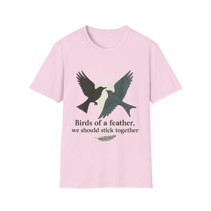 Birds of a Feather. Unisex Softstyle T-Shirt with Birds of a Feather Design, Perfect Gift for Friends, Family Reunion, Birthday, Casual Wear, Nature Lovers