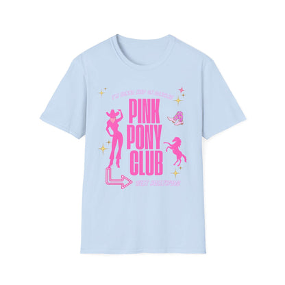 Pink Pony Club Unisex T-Shirt, Retro Graphic Tee, Fun Party Shirt, Birthday Gift, Lounge Wear, LGBTQ+ Pride Apparel