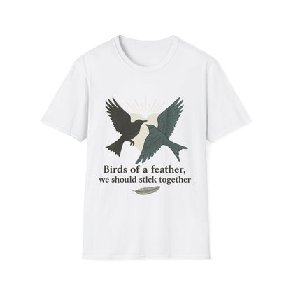 Birds of a Feather. Unisex Softstyle T-Shirt with Birds of a Feather Design, Perfect Gift for Friends, Family Reunion, Birthday, Casual Wear, Nature Lovers