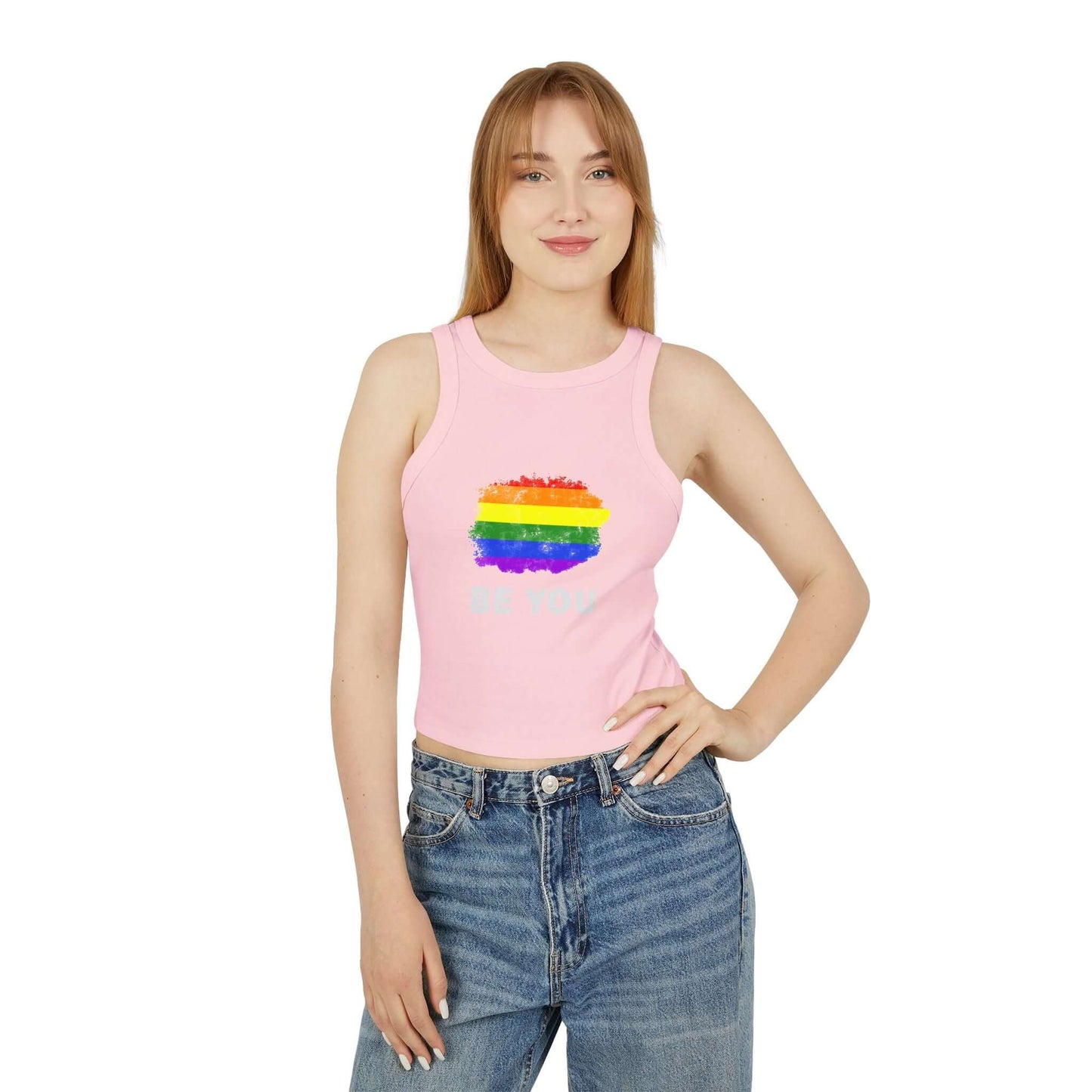 Pride Graphic Racer Tank Top - "Be You" - Women's Micro Rib