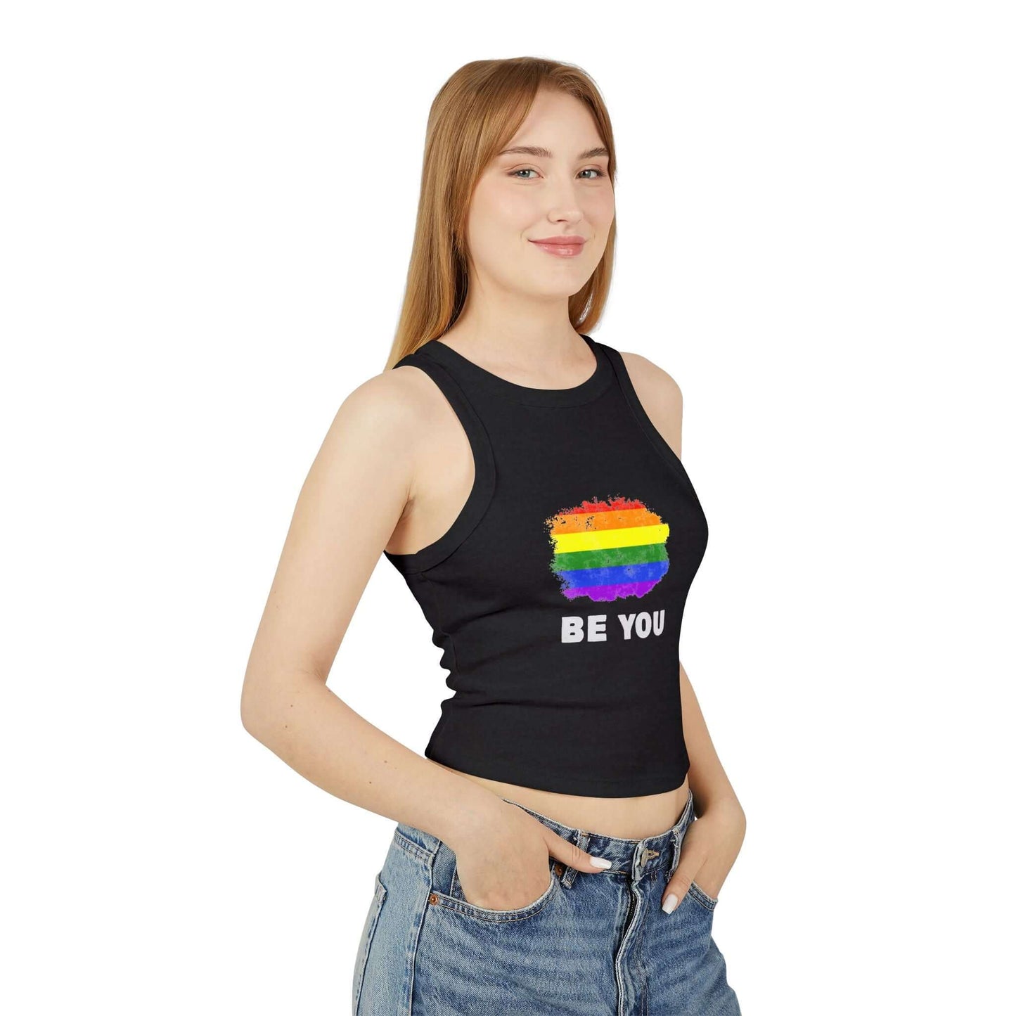 Pride Graphic Racer Tank Top - "Be You" - Women's Micro Rib