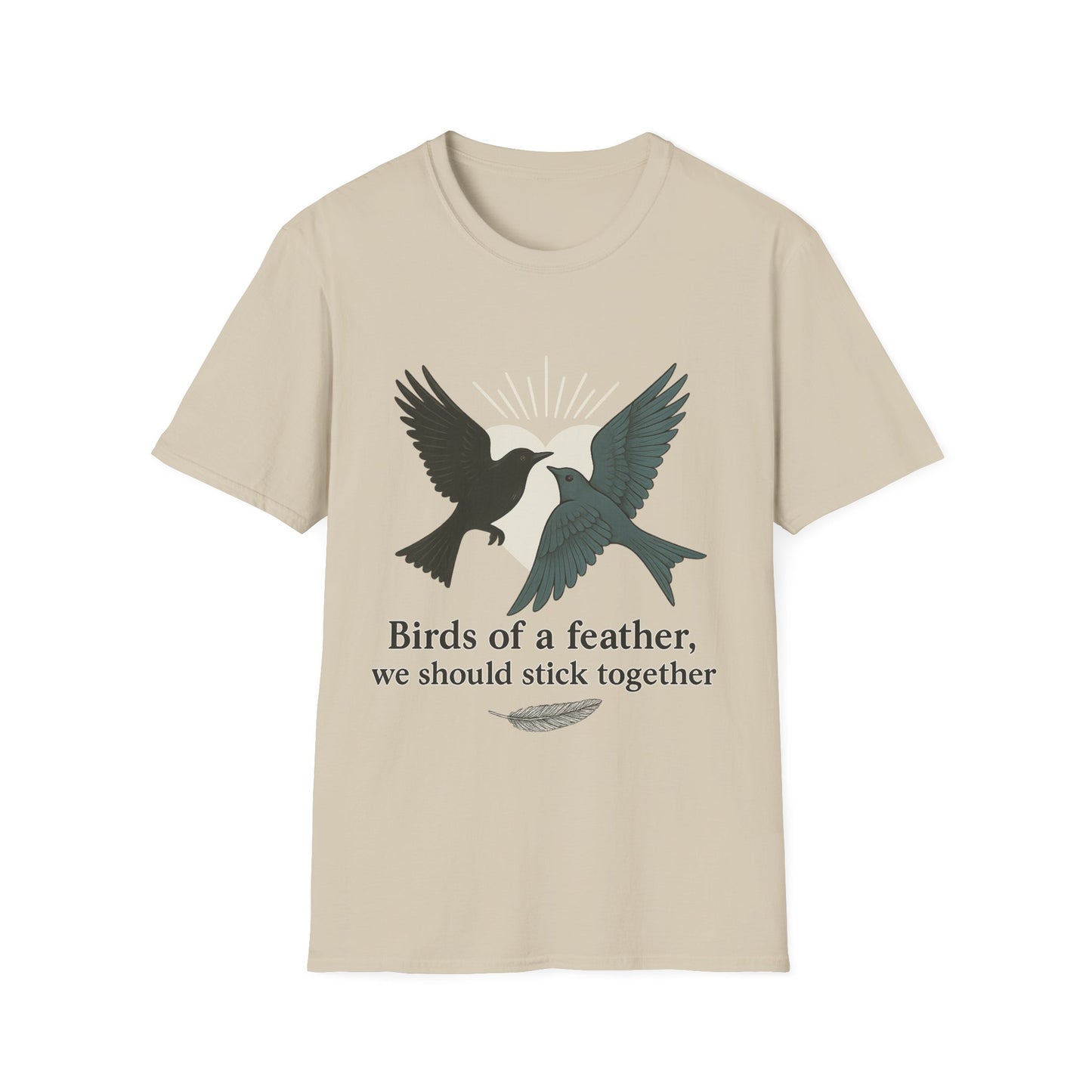 Birds of a Feather. Unisex Softstyle T-Shirt with Birds of a Feather Design, Perfect Gift for Friends, Family Reunion, Birthday, Casual Wear, Nature Lovers