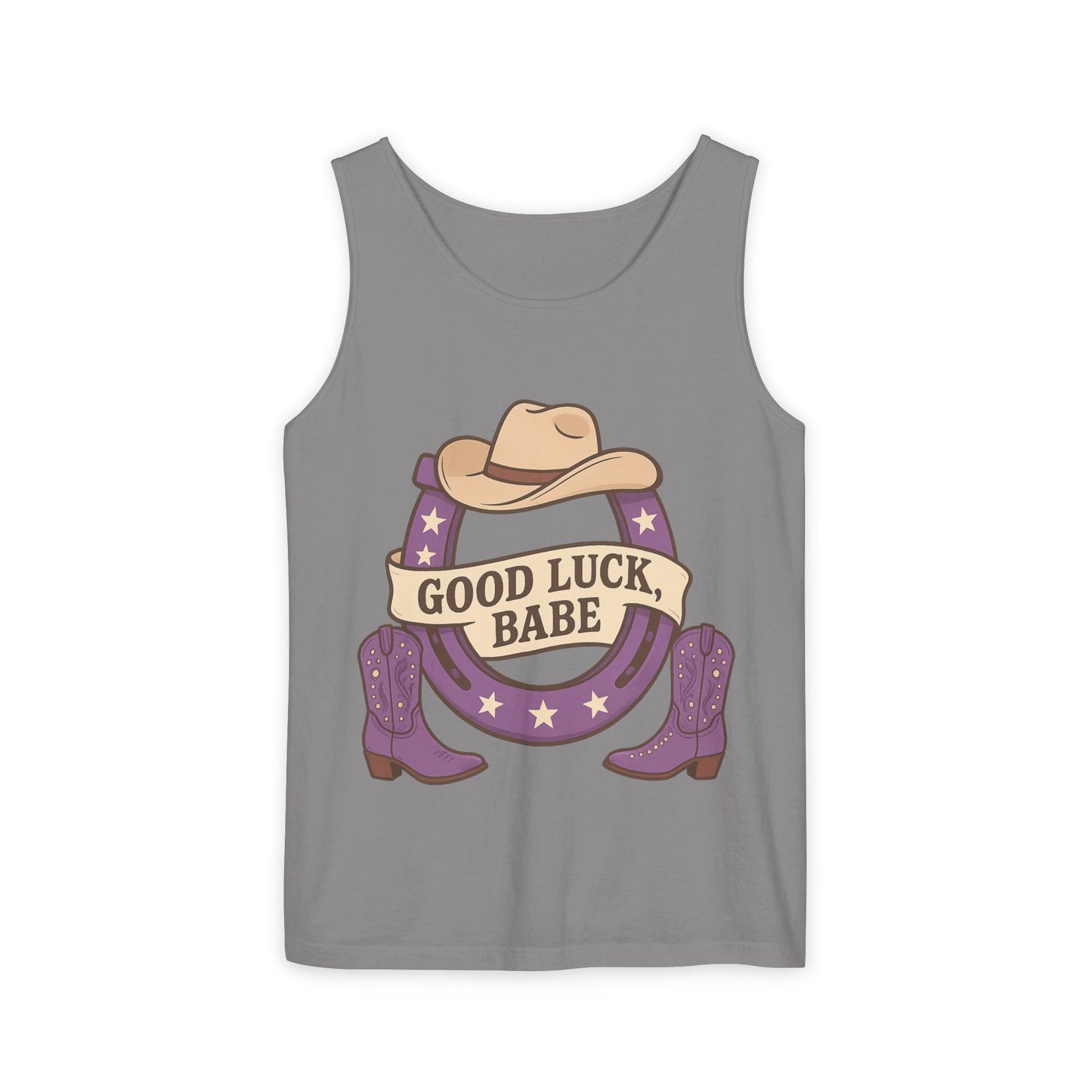 Good Luck Babe Cowboy Tank Top, Western Style Apparel, Summer Fashion, Unisex Gift for Rodeo Lovers, Country Music Events, Casual Wear