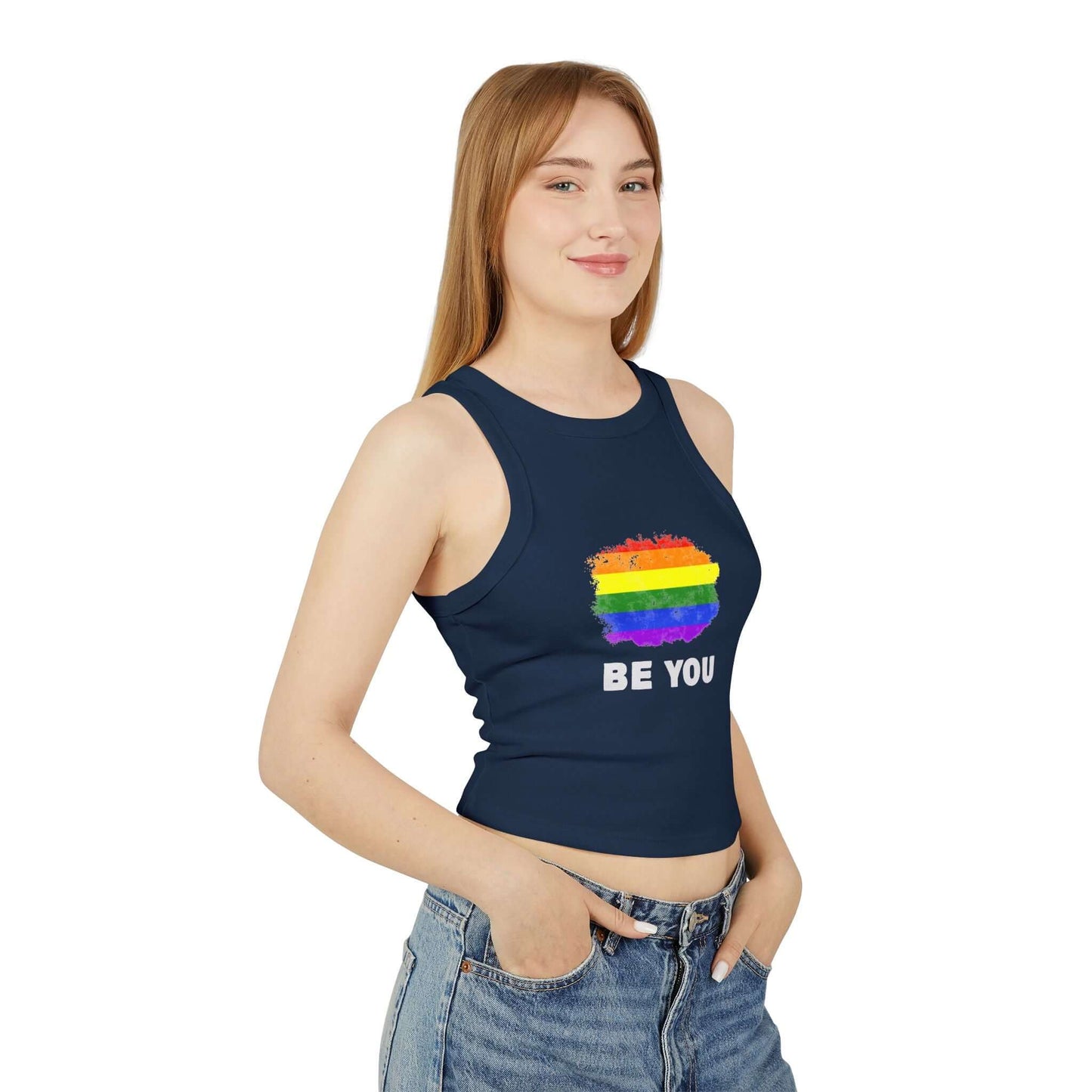 Pride Graphic Racer Tank Top - "Be You" - Women's Micro Rib