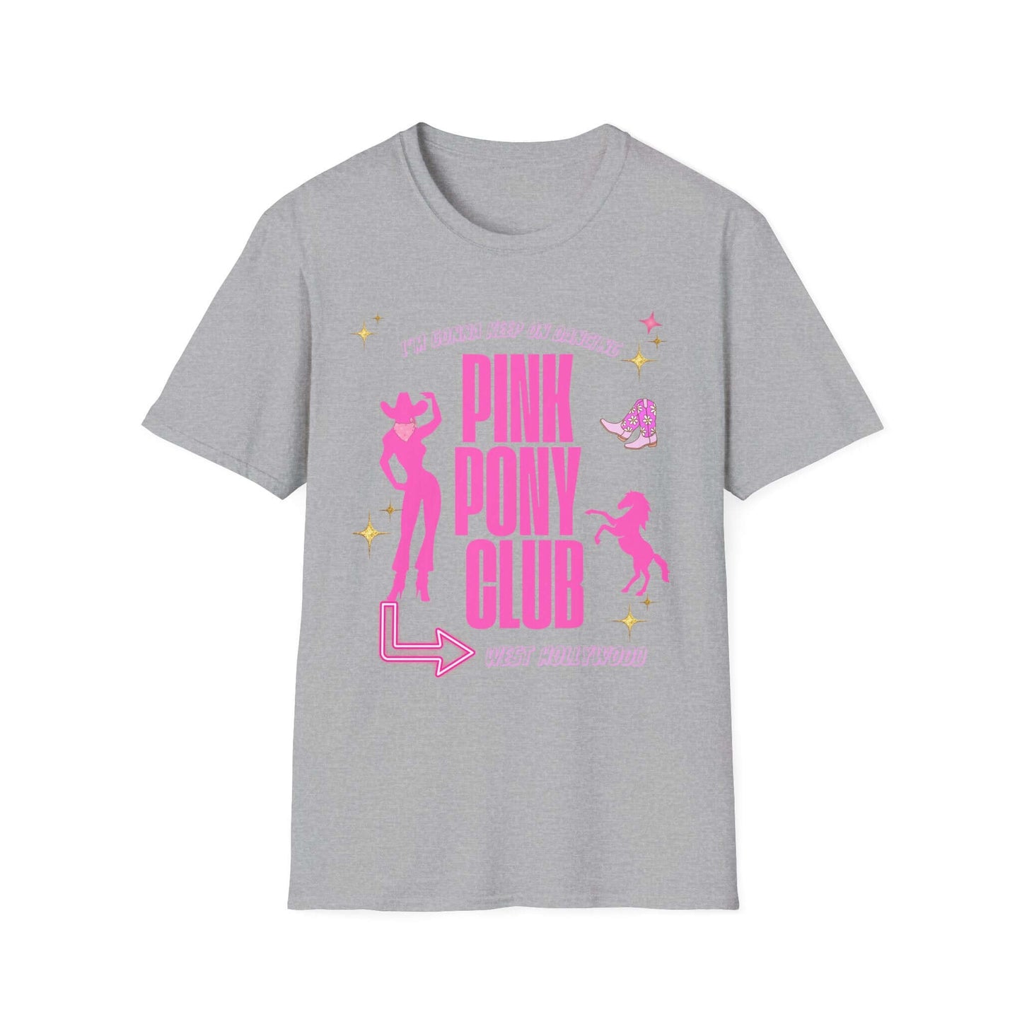 Pink Pony Club Unisex T-Shirt, Retro Graphic Tee, Fun Party Shirt, Birthday Gift, Lounge Wear, LGBTQ+ Pride Apparel