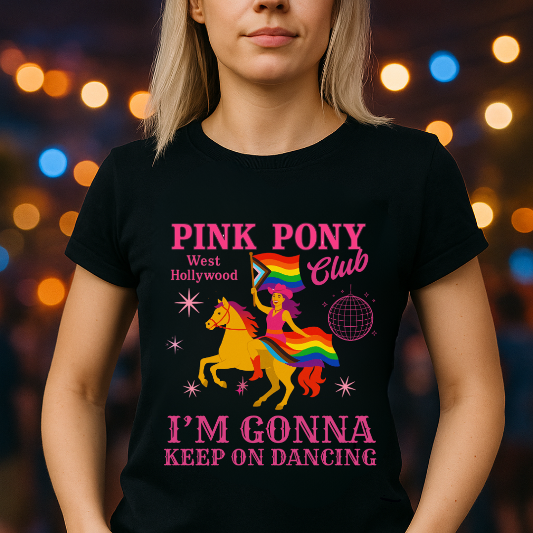 Pride Pink Pony T-Shirt, Unisex Softstyle Tee for LGBTQ+ Celebrations, Summer Festivals, Dance Parties, Gift for Friends, Vibrant Design