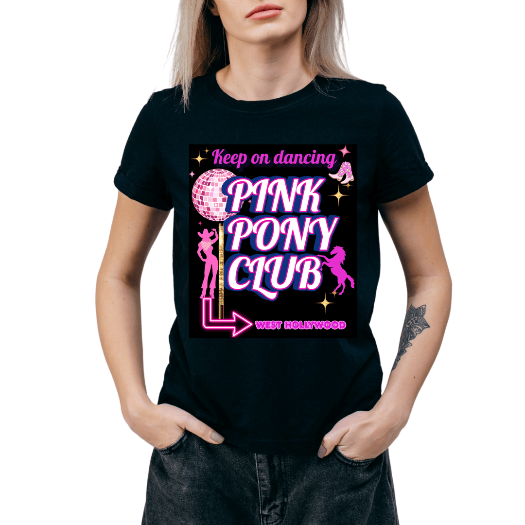 Pink Pony Club Unisex T-Shirt, Retro Graphic Tee, Fun Party Shirt, Birthday Gift, Lounge Wear, LGBTQ+ Pride Apparel