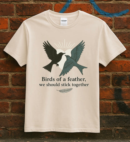 Birds of a Feather. Unisex Softstyle T-Shirt with Birds of a Feather Design, Perfect Gift for Friends, Family Reunion, Birthday, Casual Wear, Nature Lovers